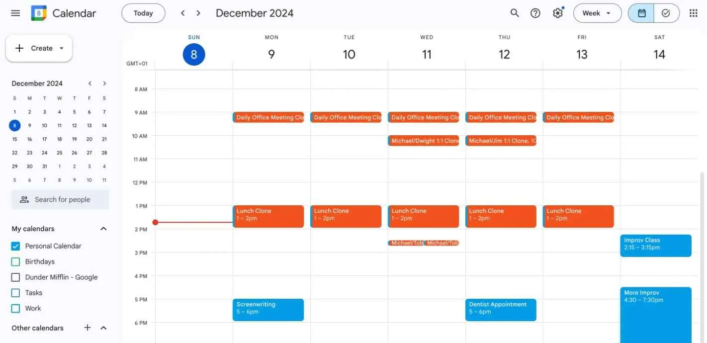 Image of a general Google Calendar from a website page on a computer.