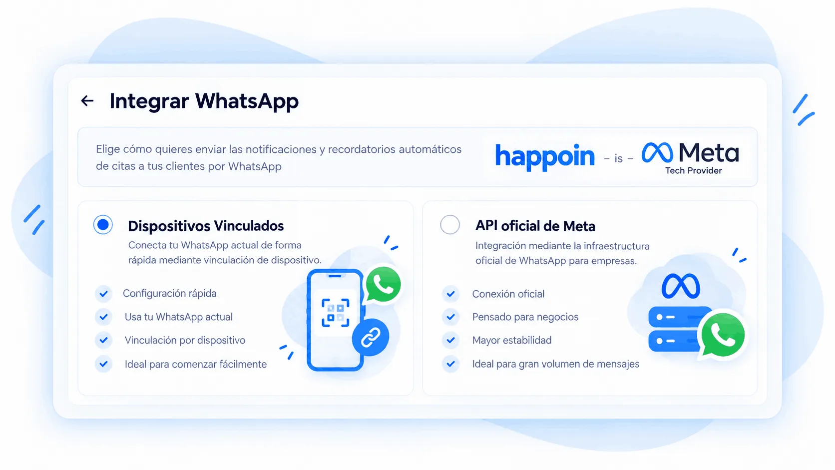 Dos formas de integrar WhatsApp Business con Happoin